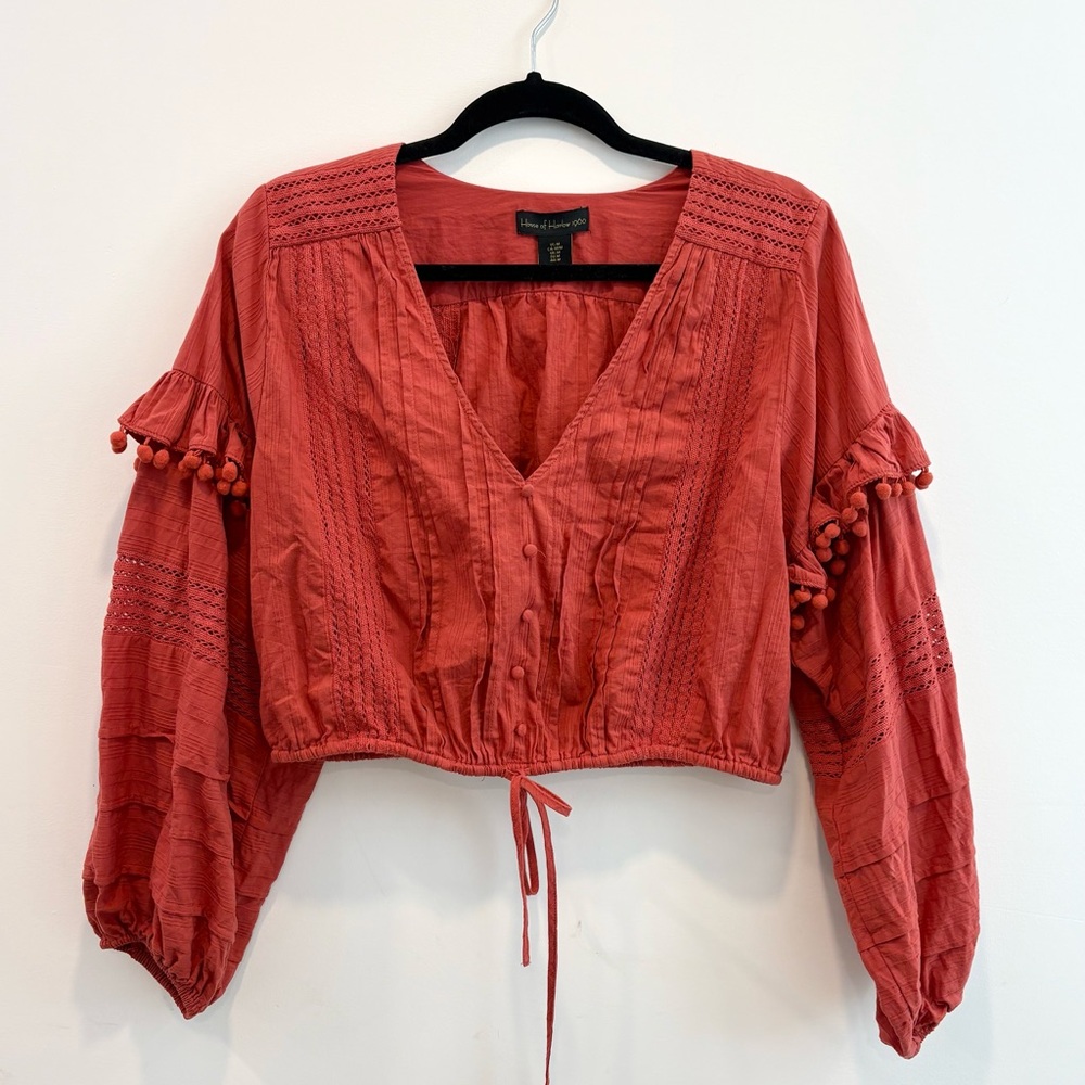 House of Harlow Women's Coral Boho Top